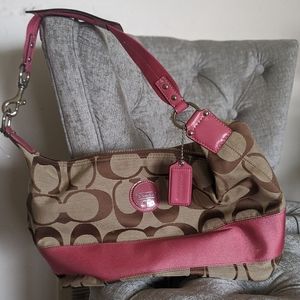 Coach pink accent logo purse